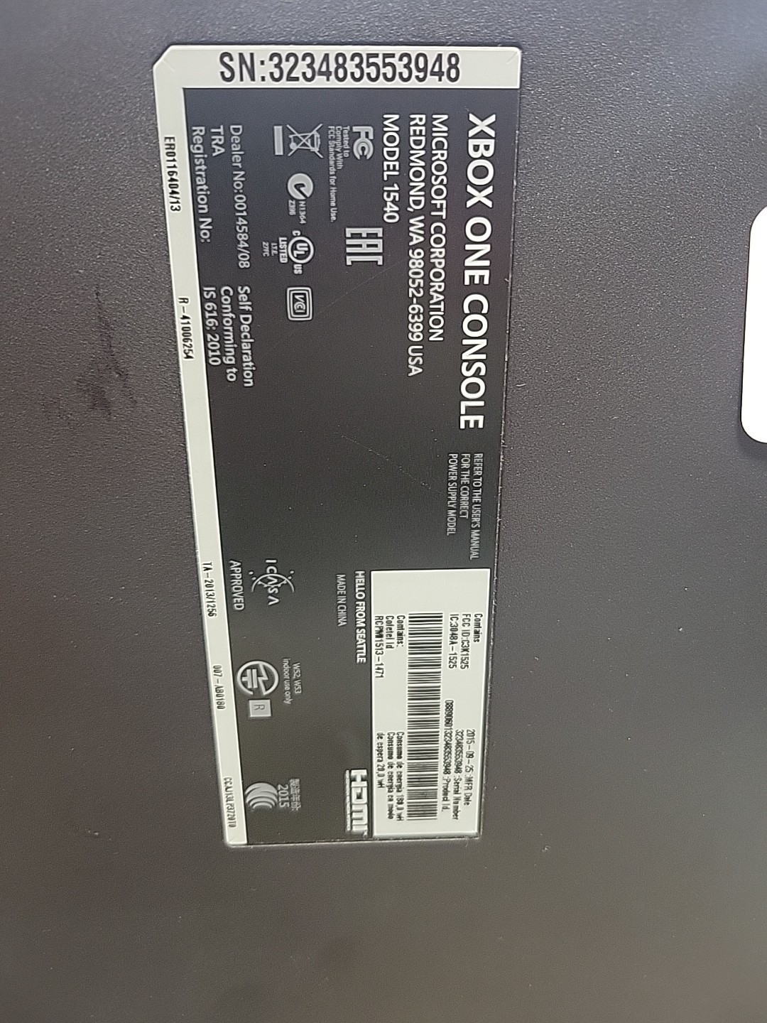 Microsoft Xbox One 500GB Console Only. For PARTS
