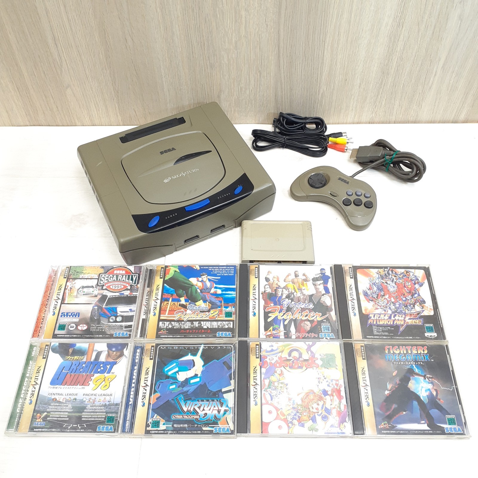 Sega Saturn Console Japan Gray Bundle with 8 Games & Memory tested NTSC-J