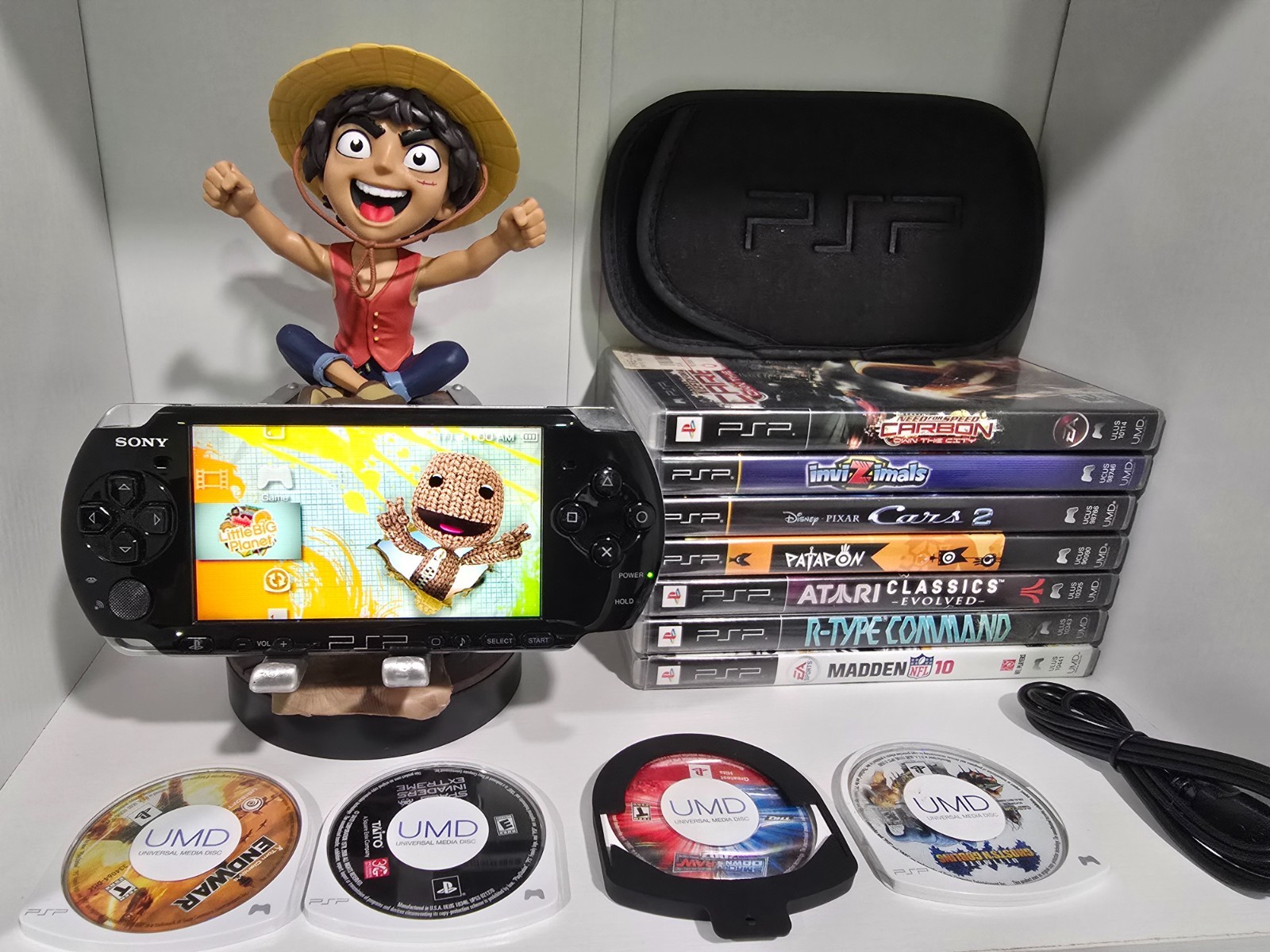 Sony PSP-3001 Bundle – 12 Games + Case + USB Charger + New Battery – Tested
