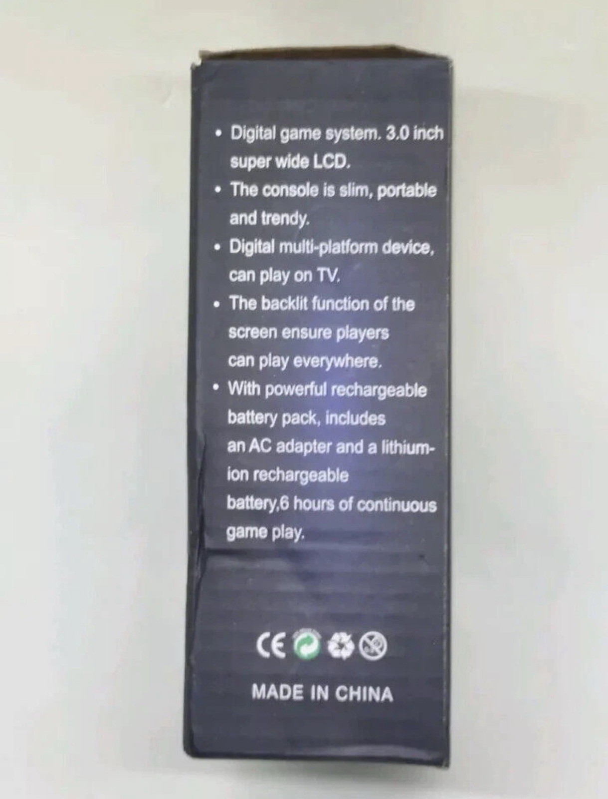 Game Box Plus digital game system, rechargeable battery