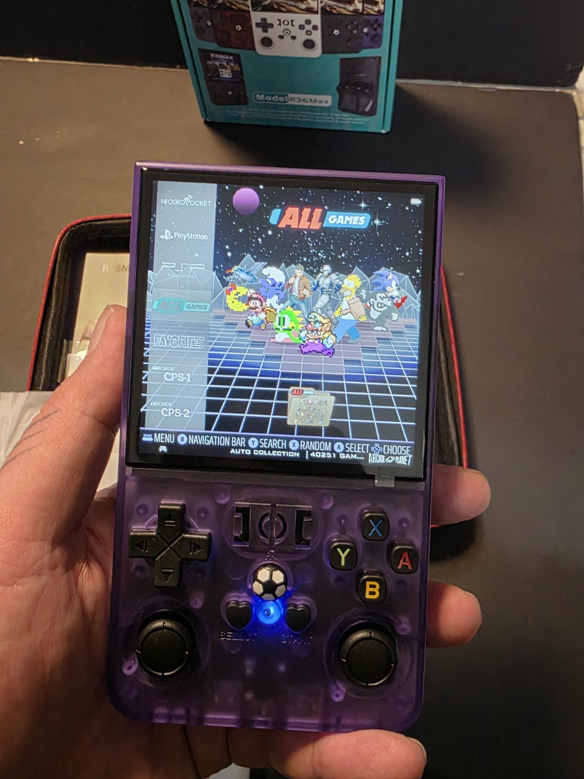 PURPLE R36 Max Handheld Game Console 3.5 Inch IPS Screen 20000+ Games Video 128G
