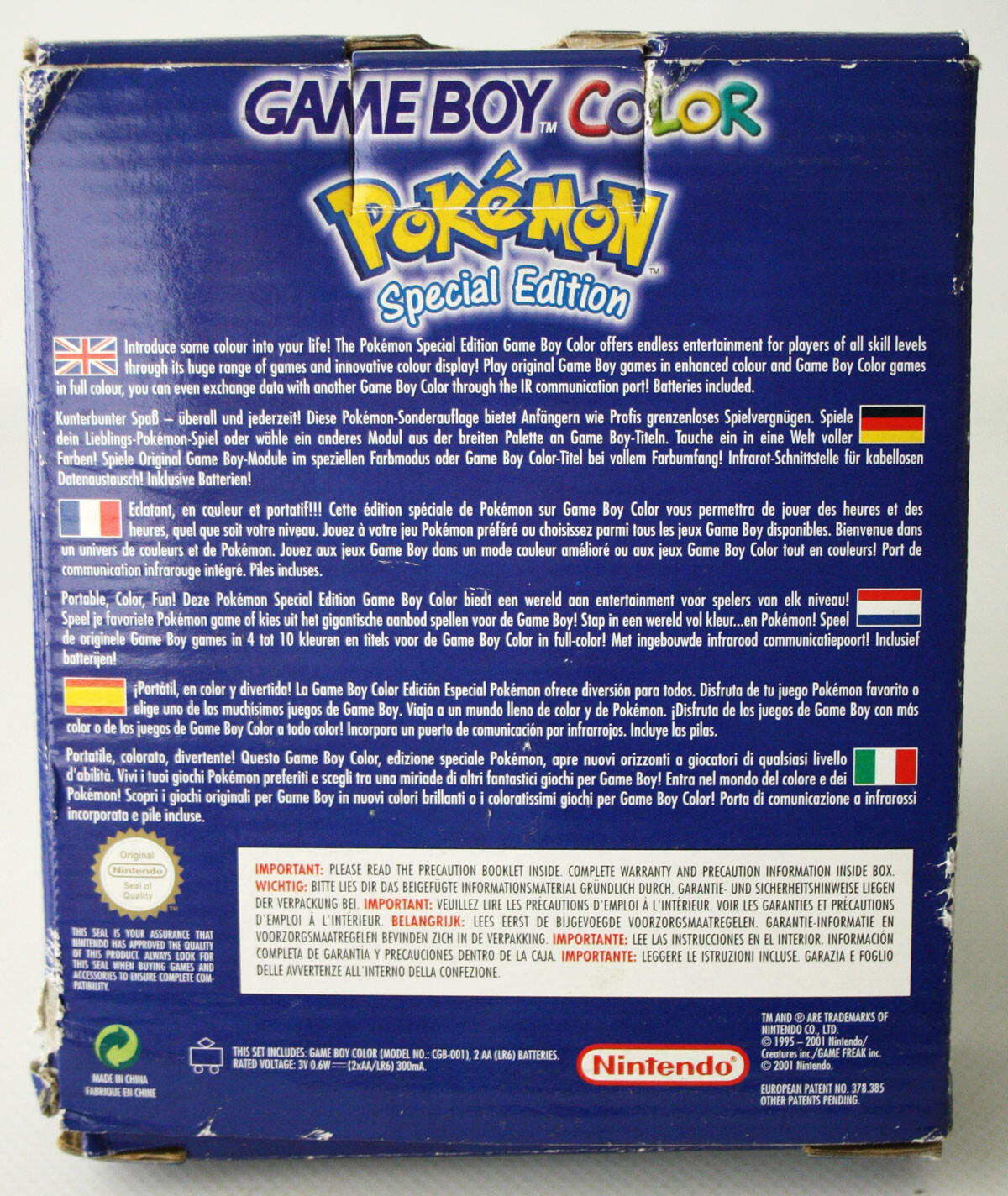 2001 NINTENDO GAME BOY COLOR POKEMON SPECIAL EDITION CONSOLE OLD STORE FIND !
