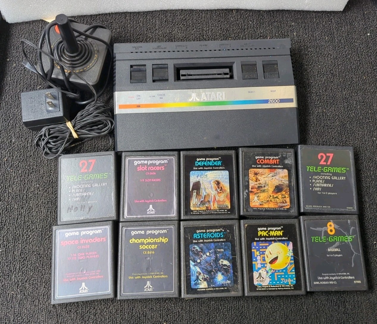 Atari 2600 Jr. Rainbow Console Bundle with 10 Games! Tested Works
