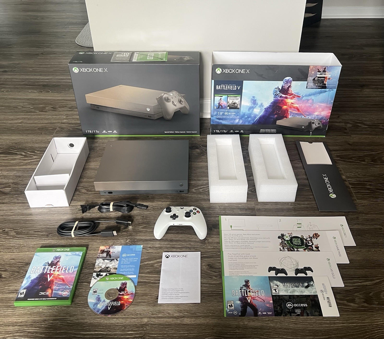 Xbox One X 1TB Console Gold Rush Battlefield Special Edition CIB Original Box