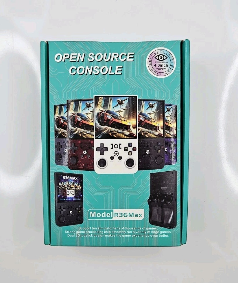 R36MAX Retro Handheld Game Console Open Source Linux 4” IPS Screen 64GB Black