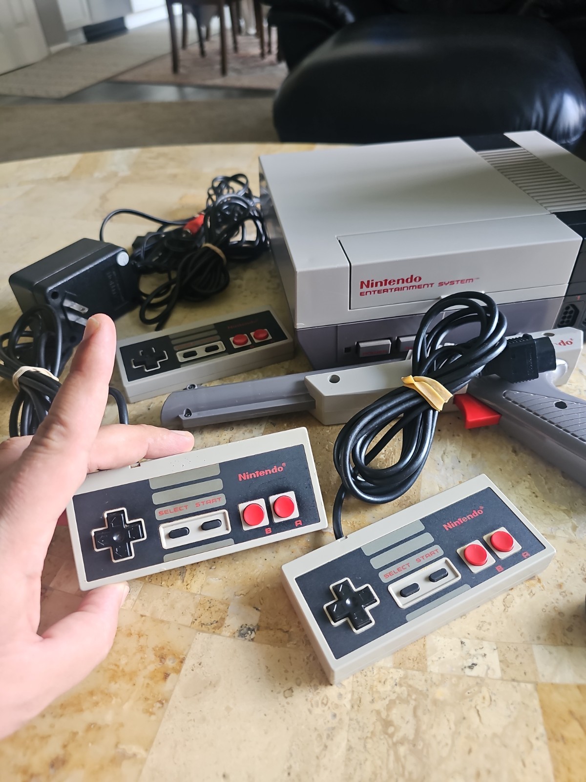 Original Nintendo NES Console Bundel Gun,3 Controllers,15 Games Tested Works