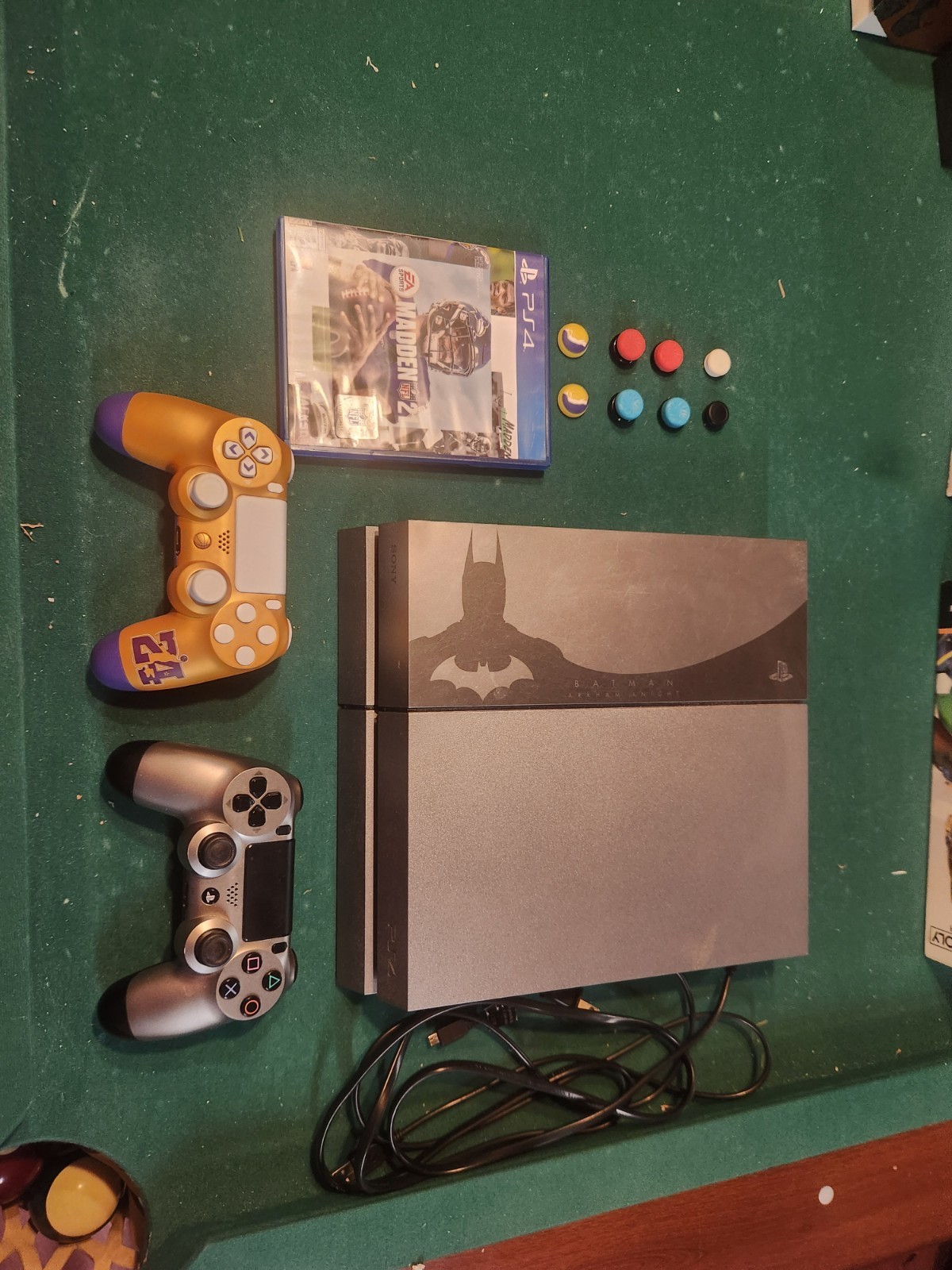 arkham knight ps4 console, video game, controller and accessories lot. tested wo