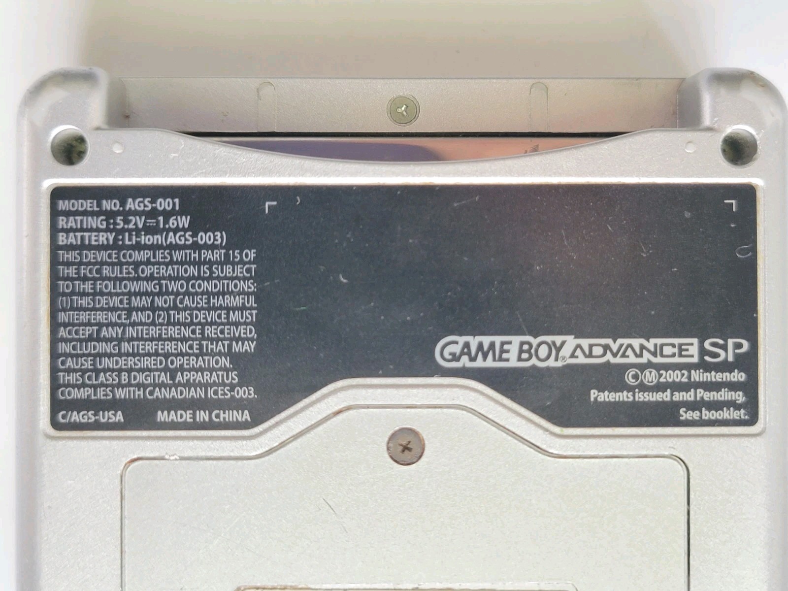 Nintendo Game Boy Advance SP Handheld System WithCharger Silver AGS 001 Working