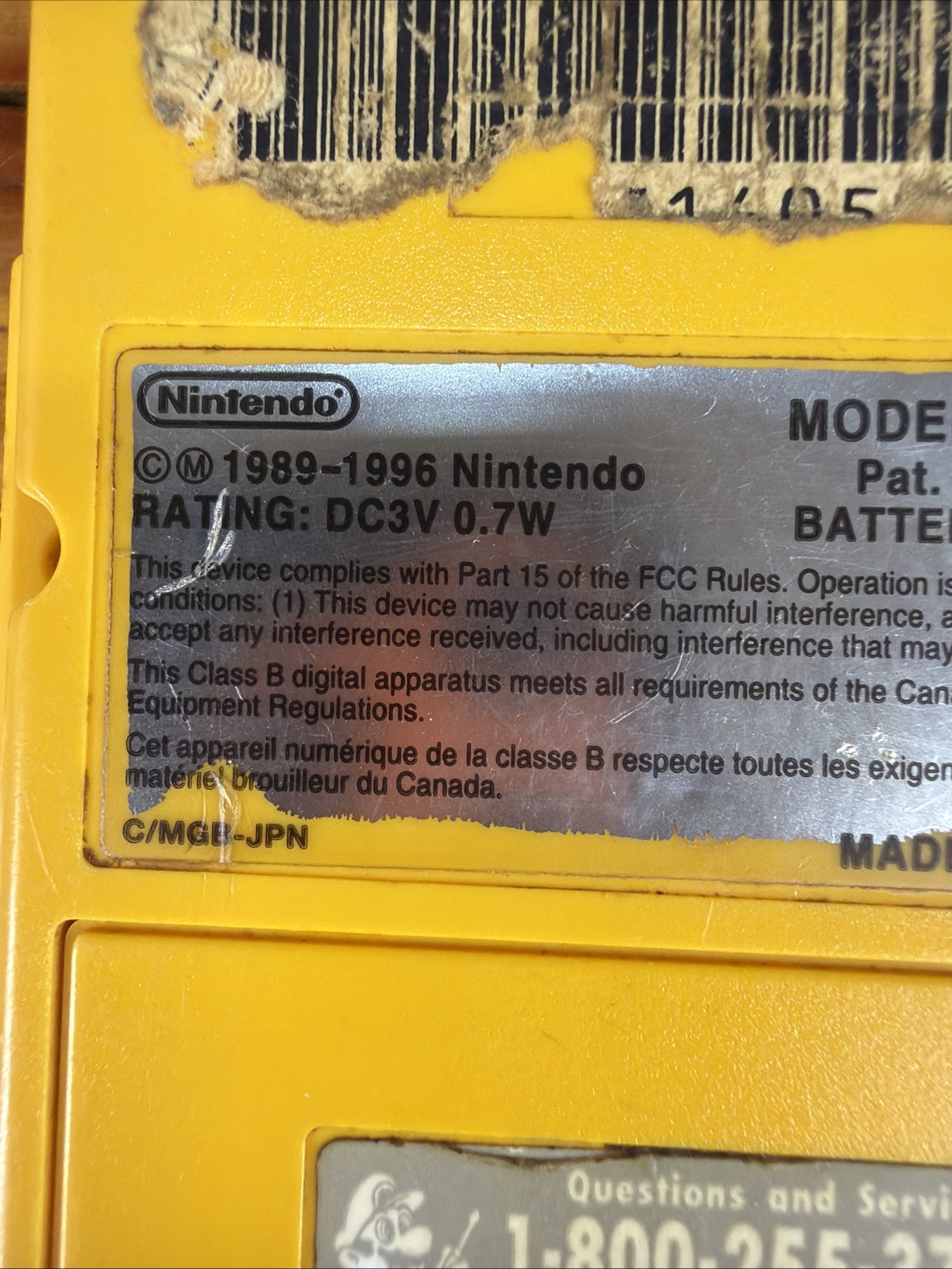 Nintendo Game Boy Pocket Yellow Model MGB-001 Non-Working Parts Only