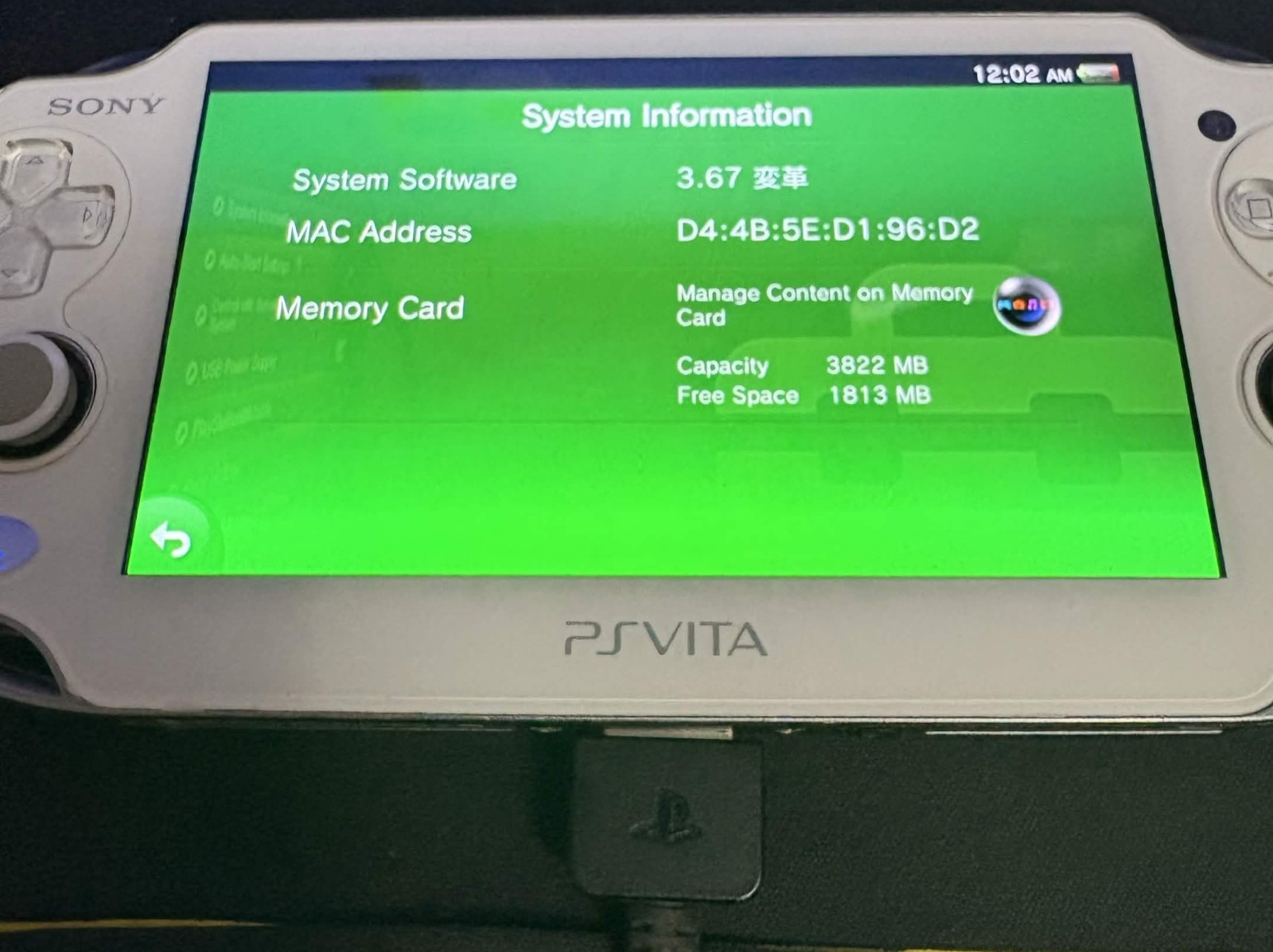 Sony PS Vita PCH-1001 White Handheld Console CFW 3.67