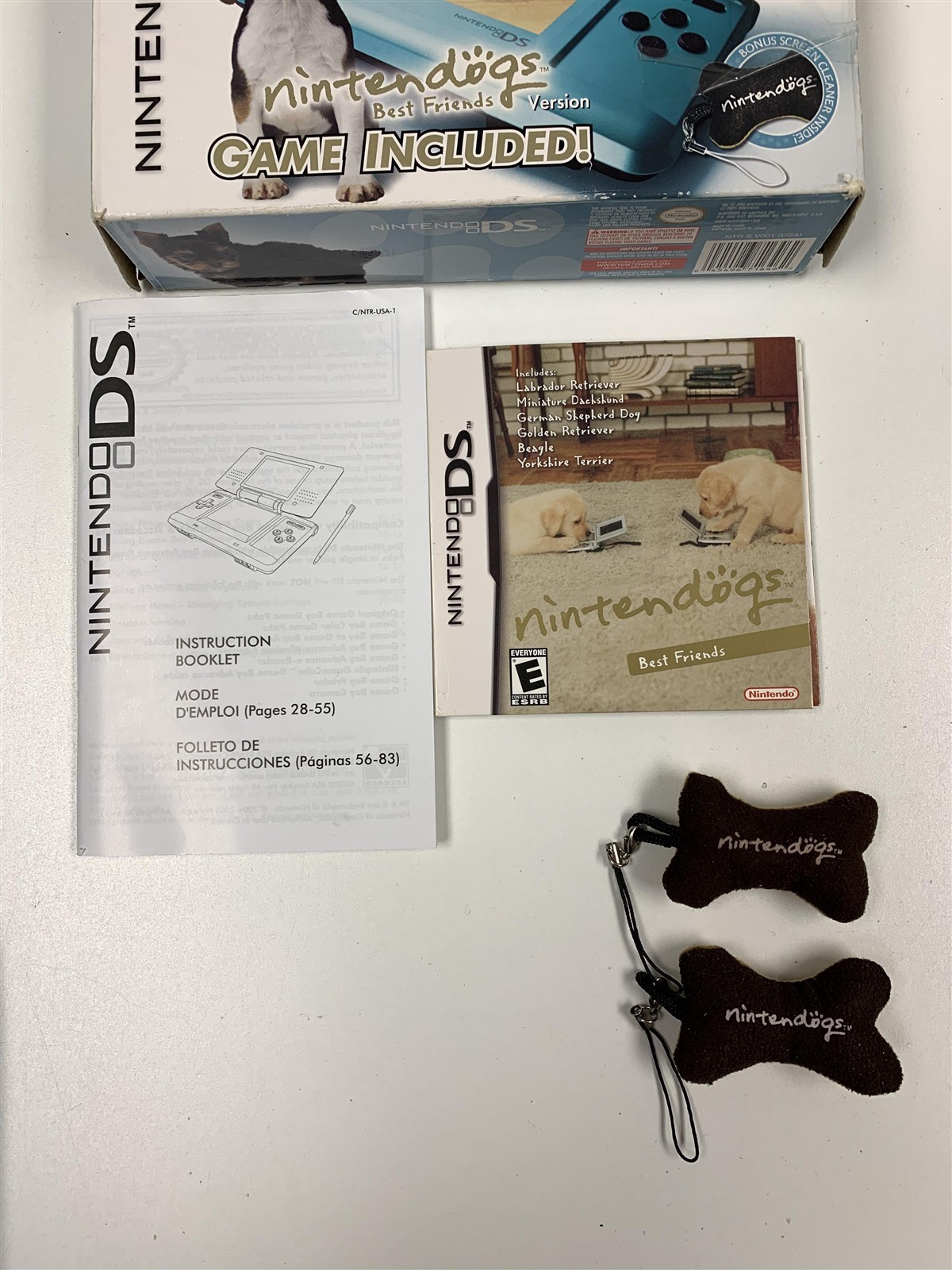 Nintendo DS Teal Nintendogs Boxed Console Broken Hinge Tested Works
