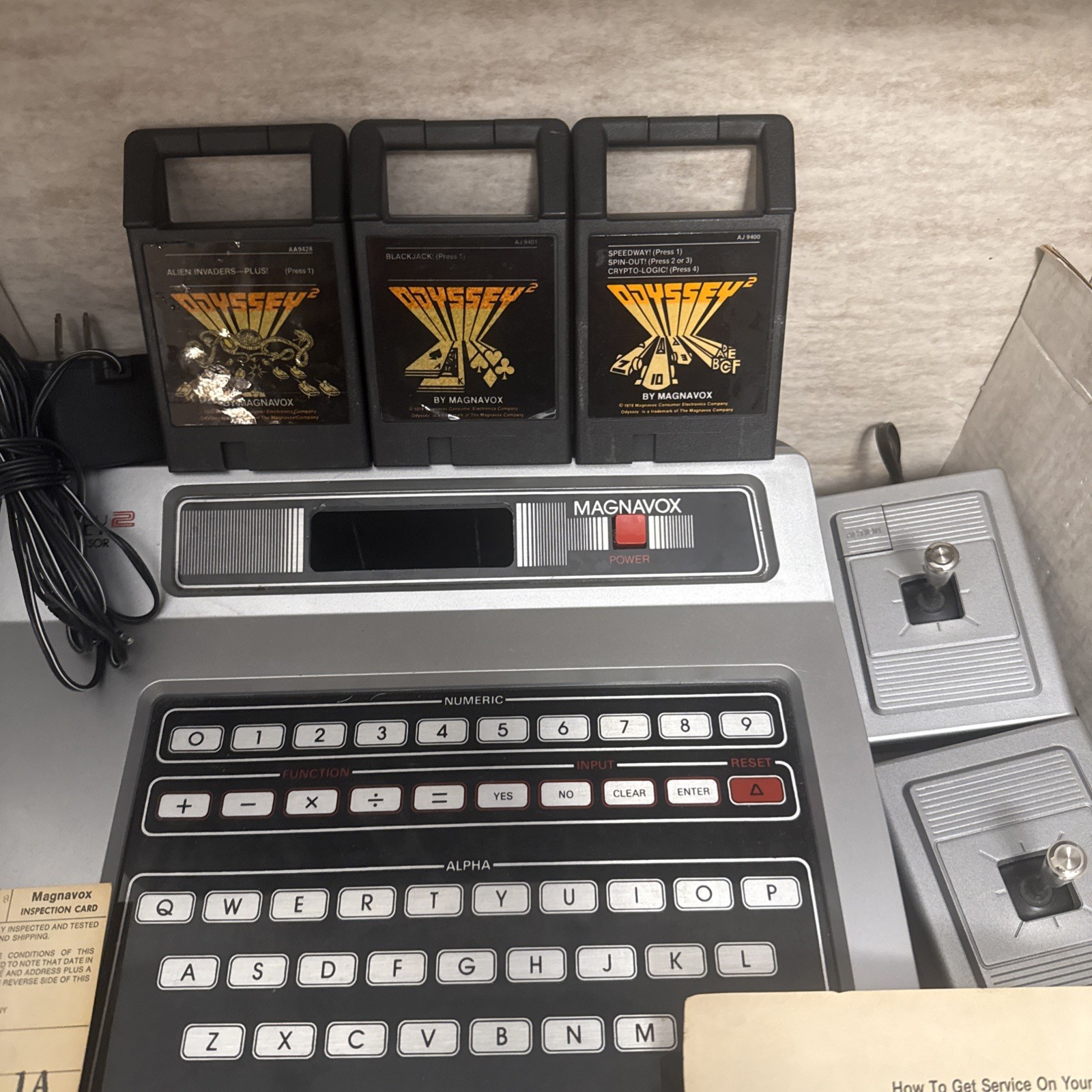 Vintage Rare Magnavox Odyssey 2 Console – 3 Games 2 Remotes Paperwork Box Works