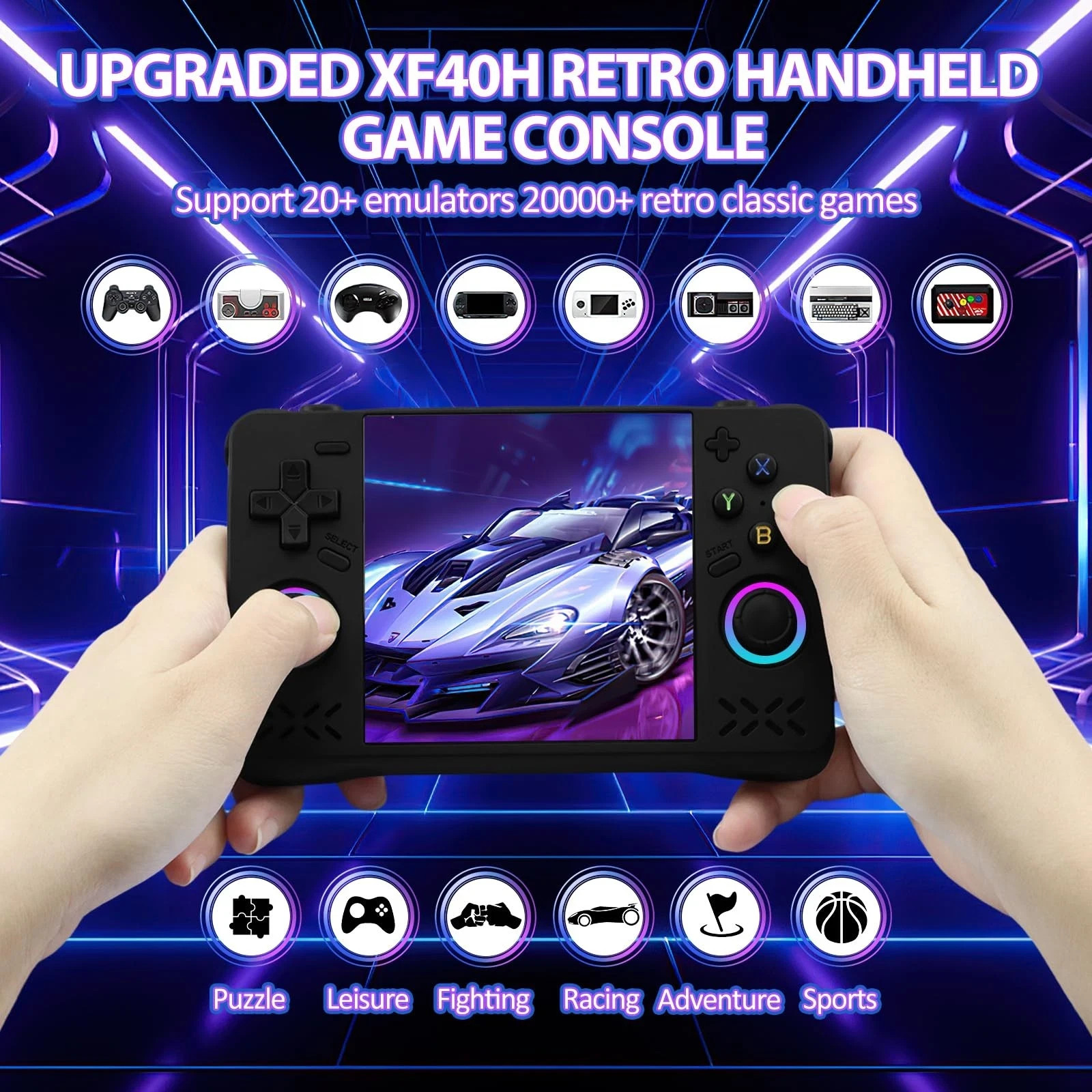 Upgraded XF40H Handheld Game Console, Retro Gaming Console Preloaded Classic Gam