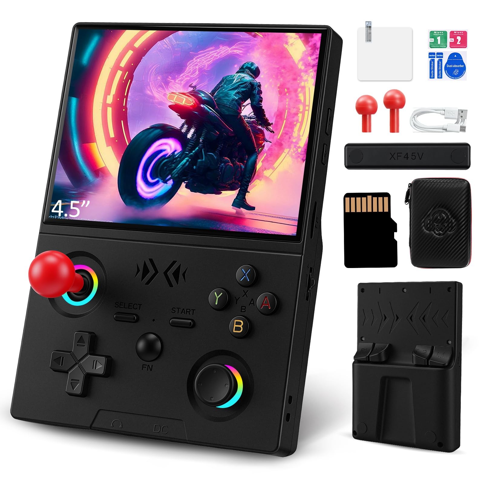 XF45V Retro Handheld Game Console, 4.5 Inch IPS HD Screen, Built-in 20,000+ C…