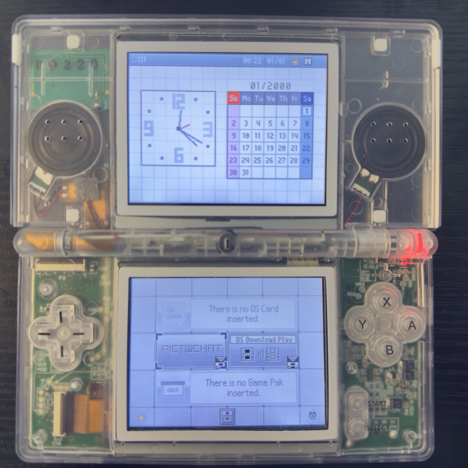 Nintendo DS Lite Clear Transparent Reshell Console w/ Charger Stylus GBA Slot