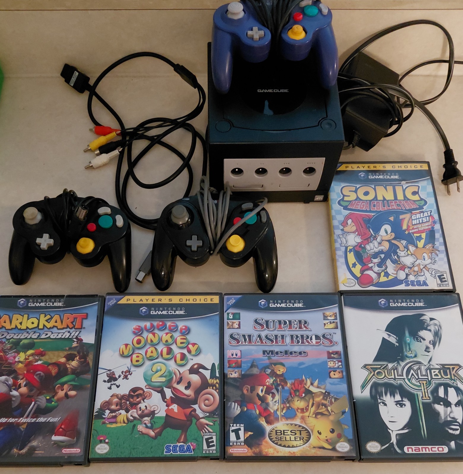 Nintendo GameCube Console Bundle Mario Kart Smash Bros Double Dash Controllers