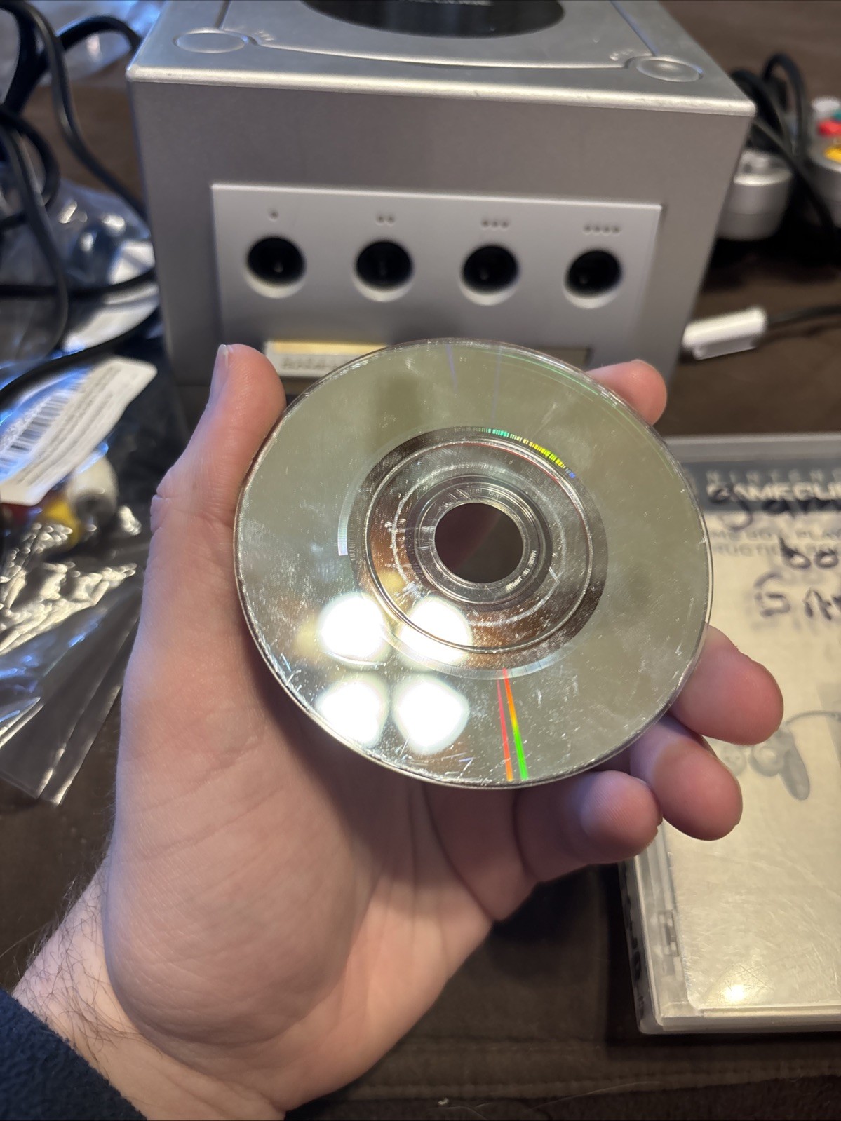 Nintendo GameCube Silver Console with Game Boy Player, Disc CIB and Controller