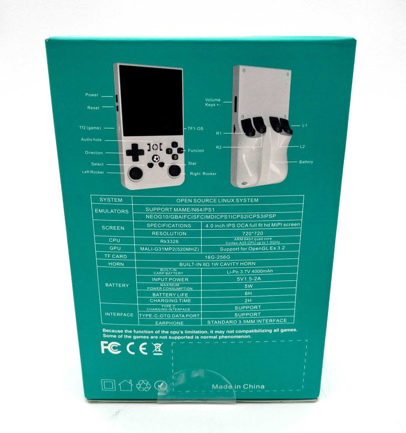 NEW Open Source Console 4 Inch 720 x 720 High Resolution Model: R36 Max (128GB)