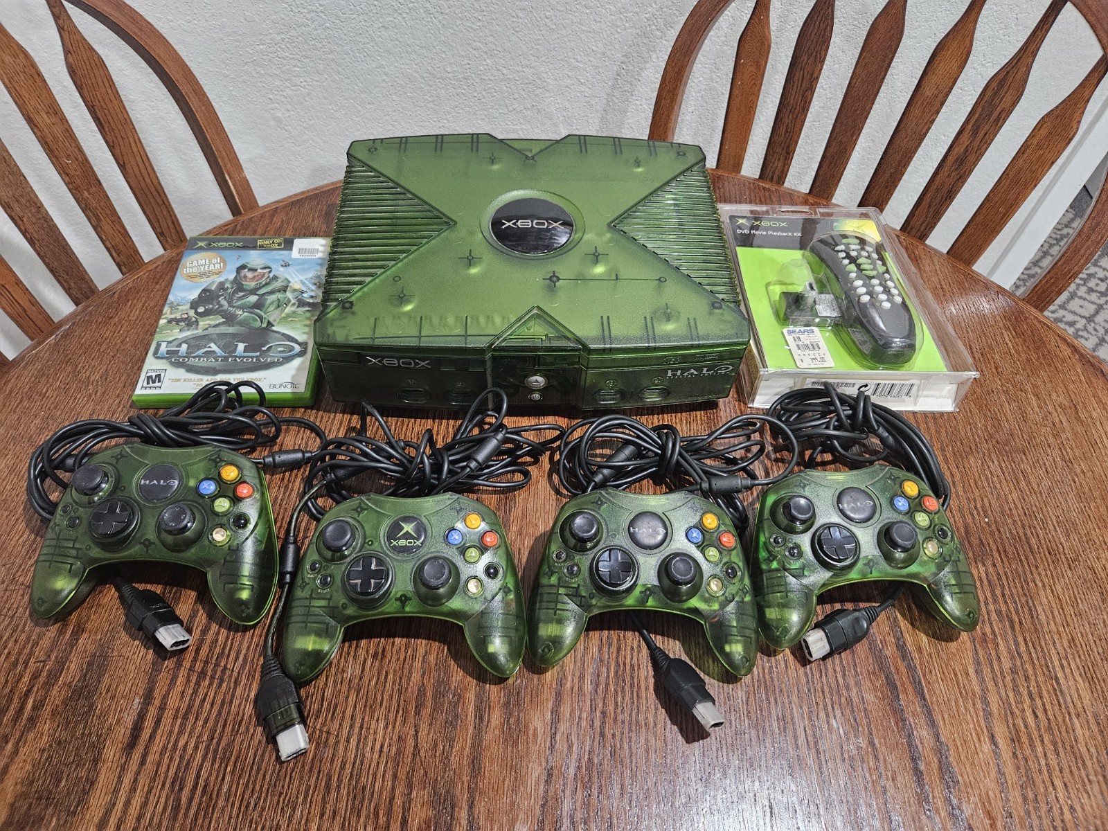OG Xbox Halo Edition System Console In Box With 4 Controllers And Extras
