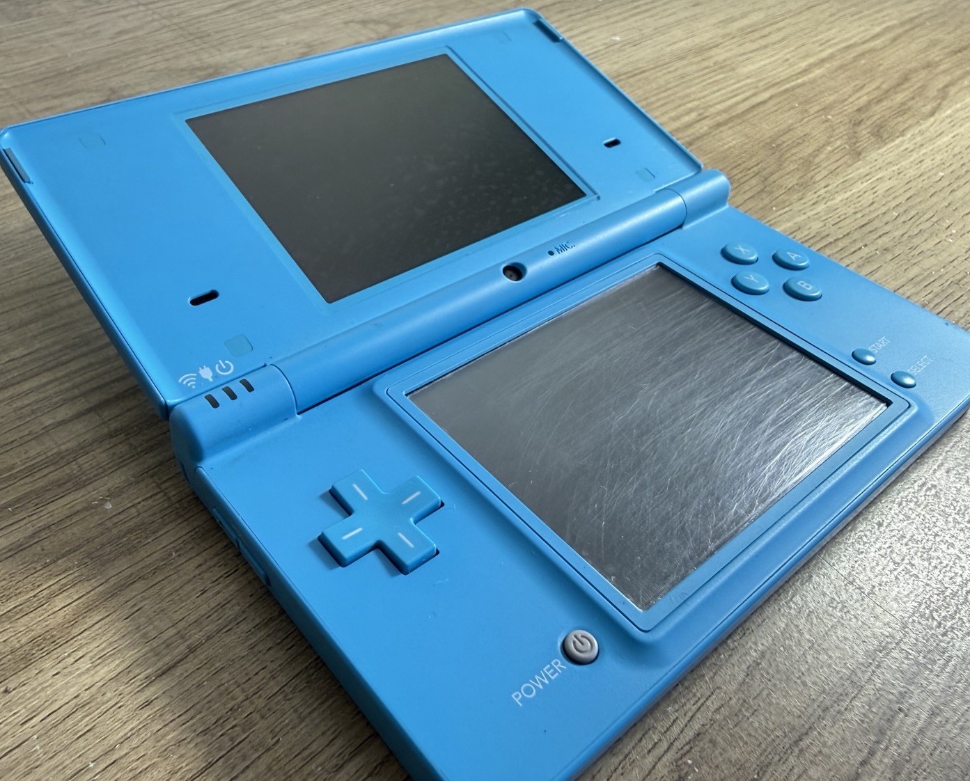 Nintendo DSi Aqua Blue Handheld Console w/ Stylus Iron Man2 Charger Tested Works