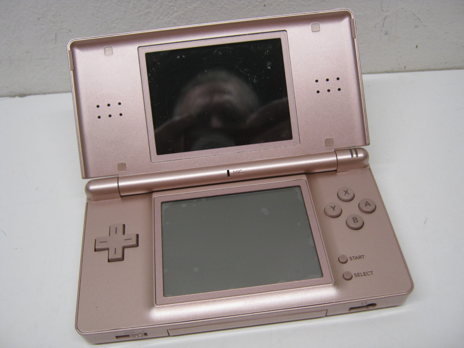 Nintendo DS Lite Metallic Rose Pink USG-001 w Cord Tested Works Scratched Screen