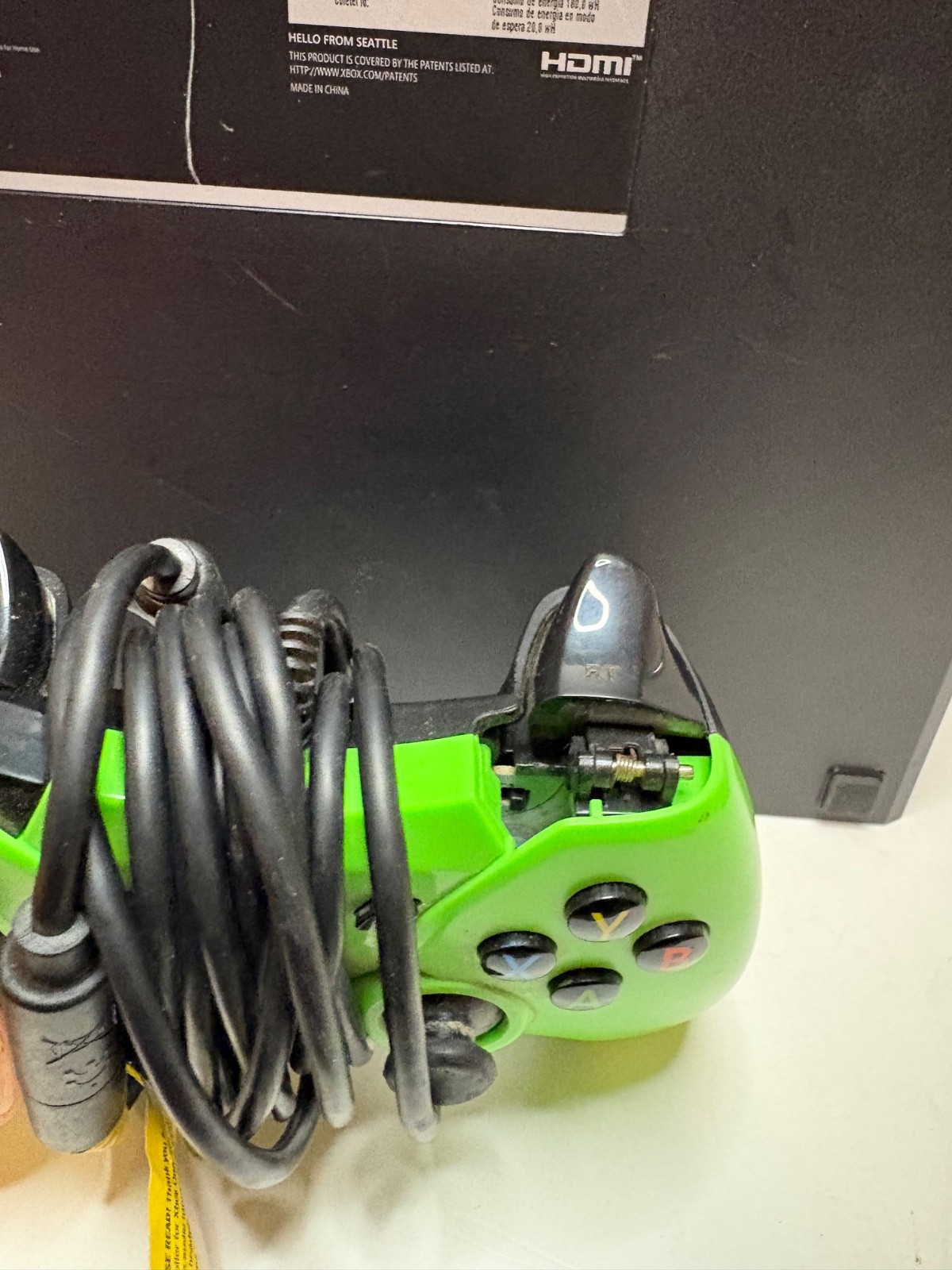 Xbox One 500GB Console Model 1540 Black & Wired Green Controller – Tested AS IS