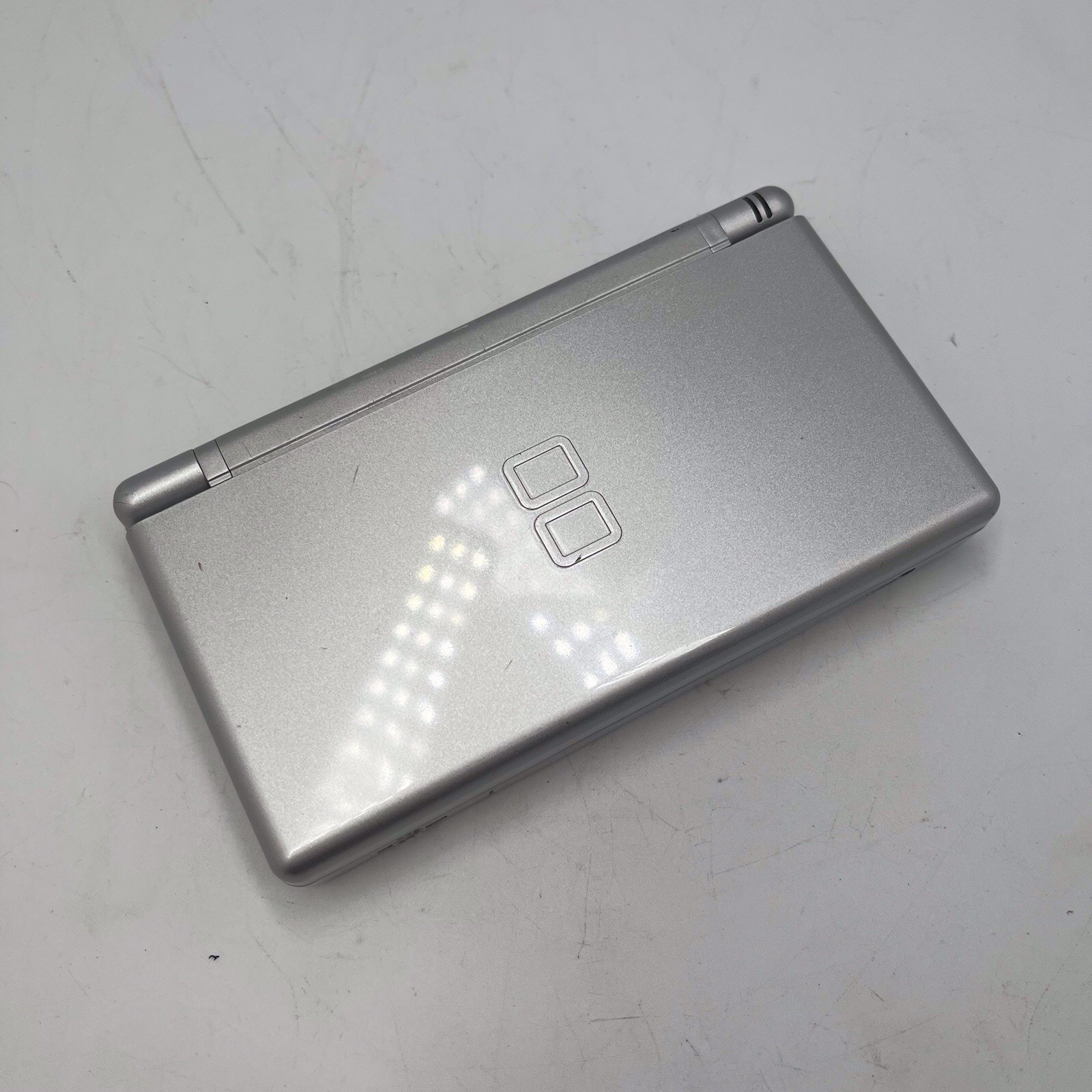 Nintendo DS Lite Handheld Console Silver USG 001 No Charger Has Screen Flaws