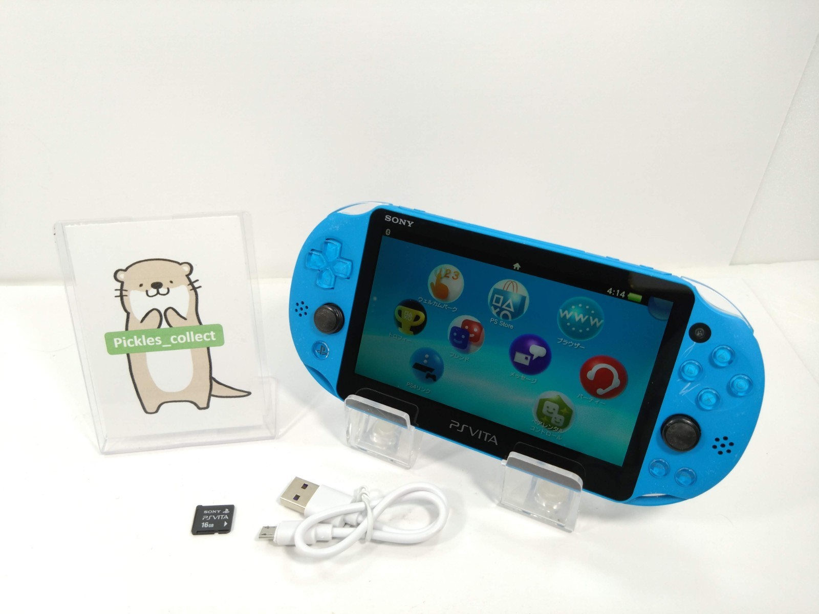 Sony PS Vita Aqua Blue PCH-2000 ZA23 w/16GB USB Wi-Fi PSV Slim Tested 0605G