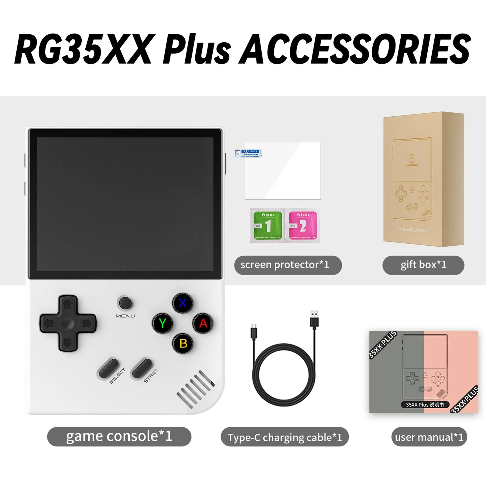 RG35XX PLUS Retro Handheld Game Console 3.5-Inch IPS Screen 3300mAH Rechargeable