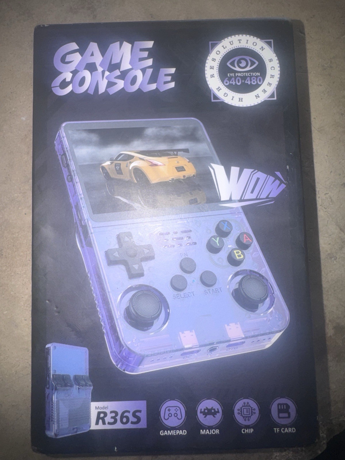 R36S Handheld Game Console 640×480 Quad-Core 1GB RAM Purple PSP N64 PS1 GBA