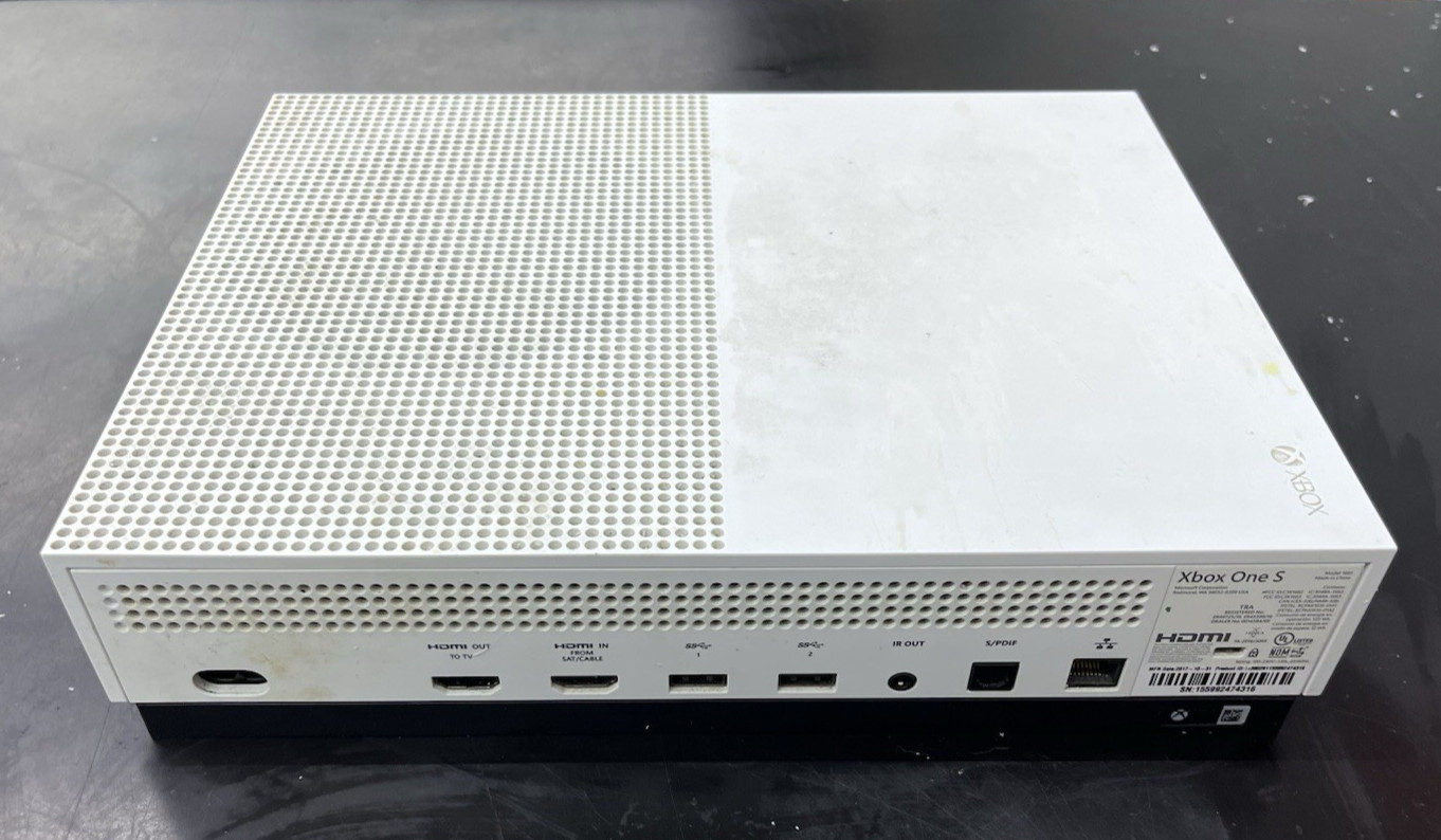 Microsoft Xbox One S 1681 White Console Only FOR PARTS OR REPAIR