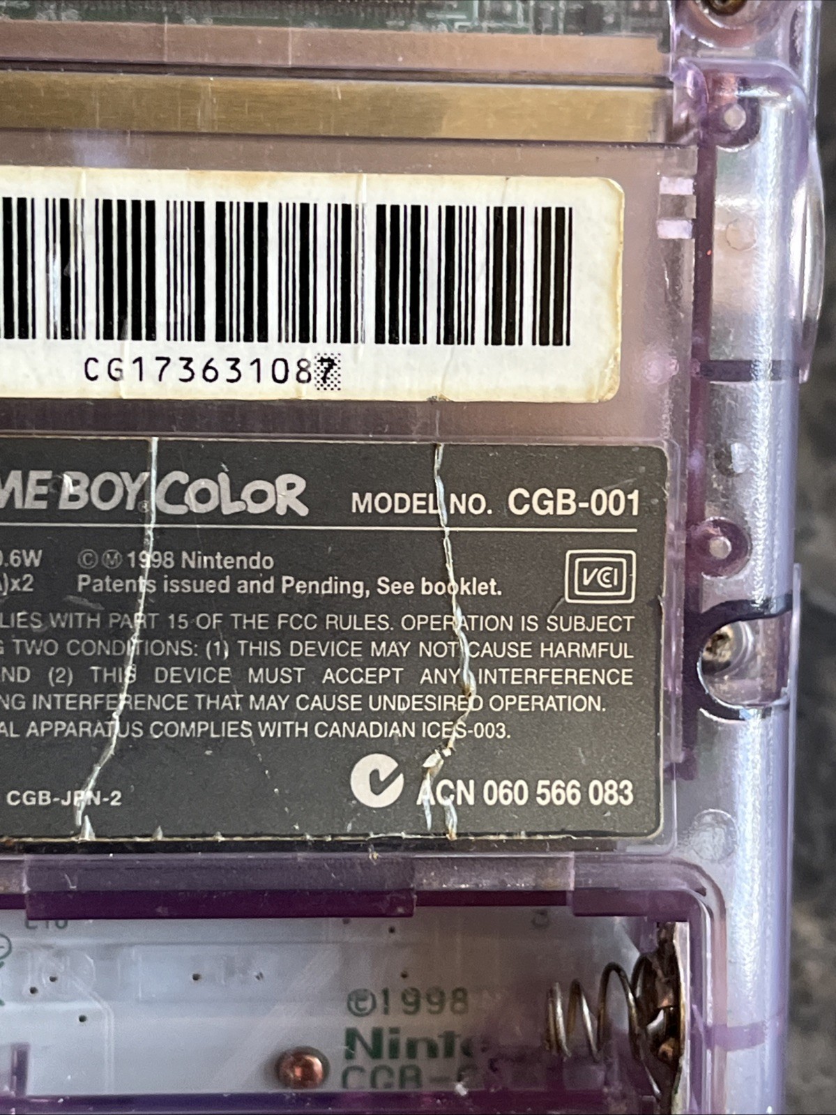 Works Nintendo Game Boy Color Atomic Purple Transparent Clear Croc 2 Bomber Man