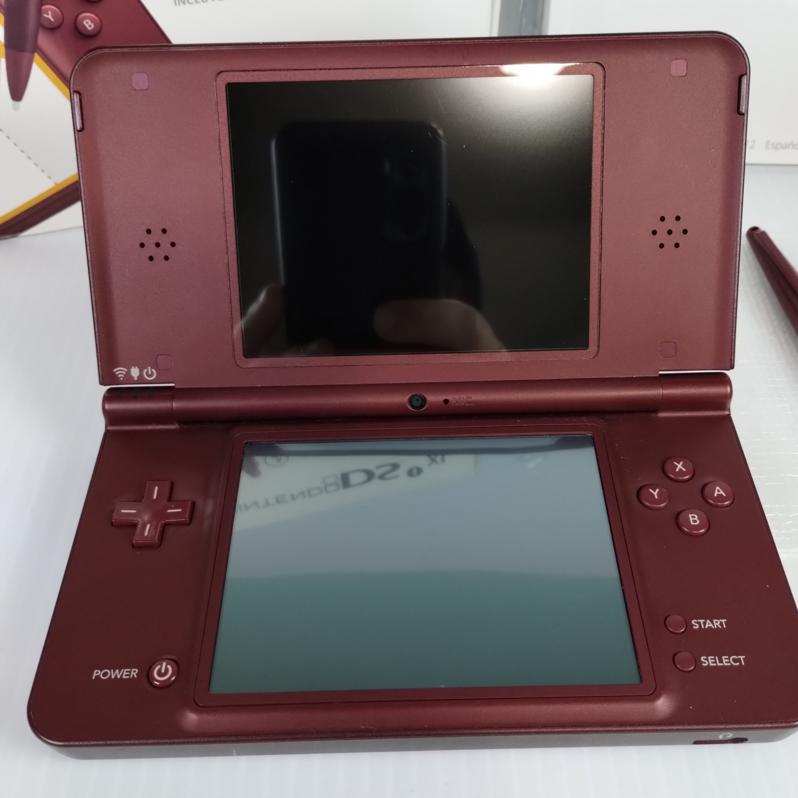 Nintendo DSi XL Burgundy Red USA Console w/ Box, Manual, Charger, Inserts WORKS!
