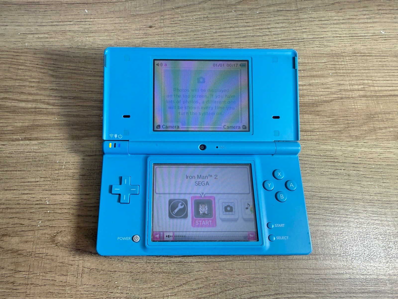 Nintendo DSi Aqua Blue Handheld Console w/ Stylus Iron Man2 Charger Tested Works
