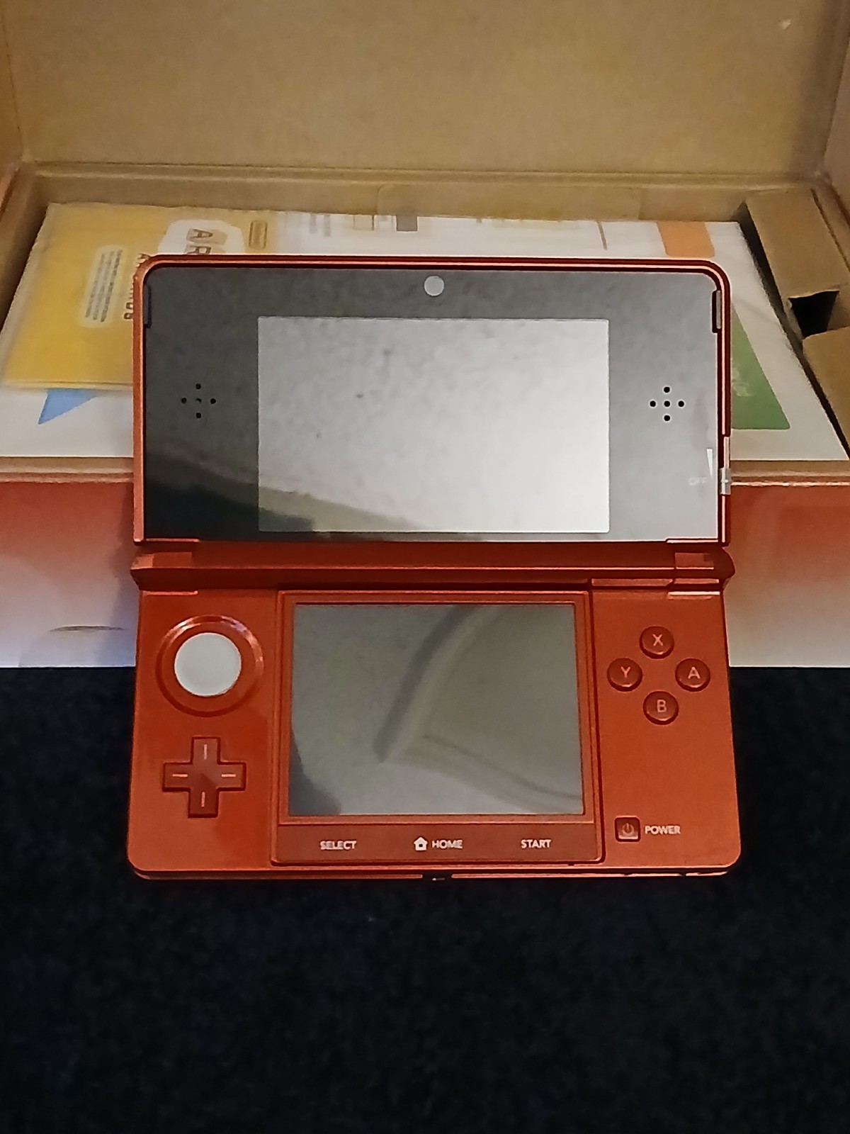 Nintendo 3DS Flame Red Handheld Console Complete w/Box & Charger w/12 Games Mint