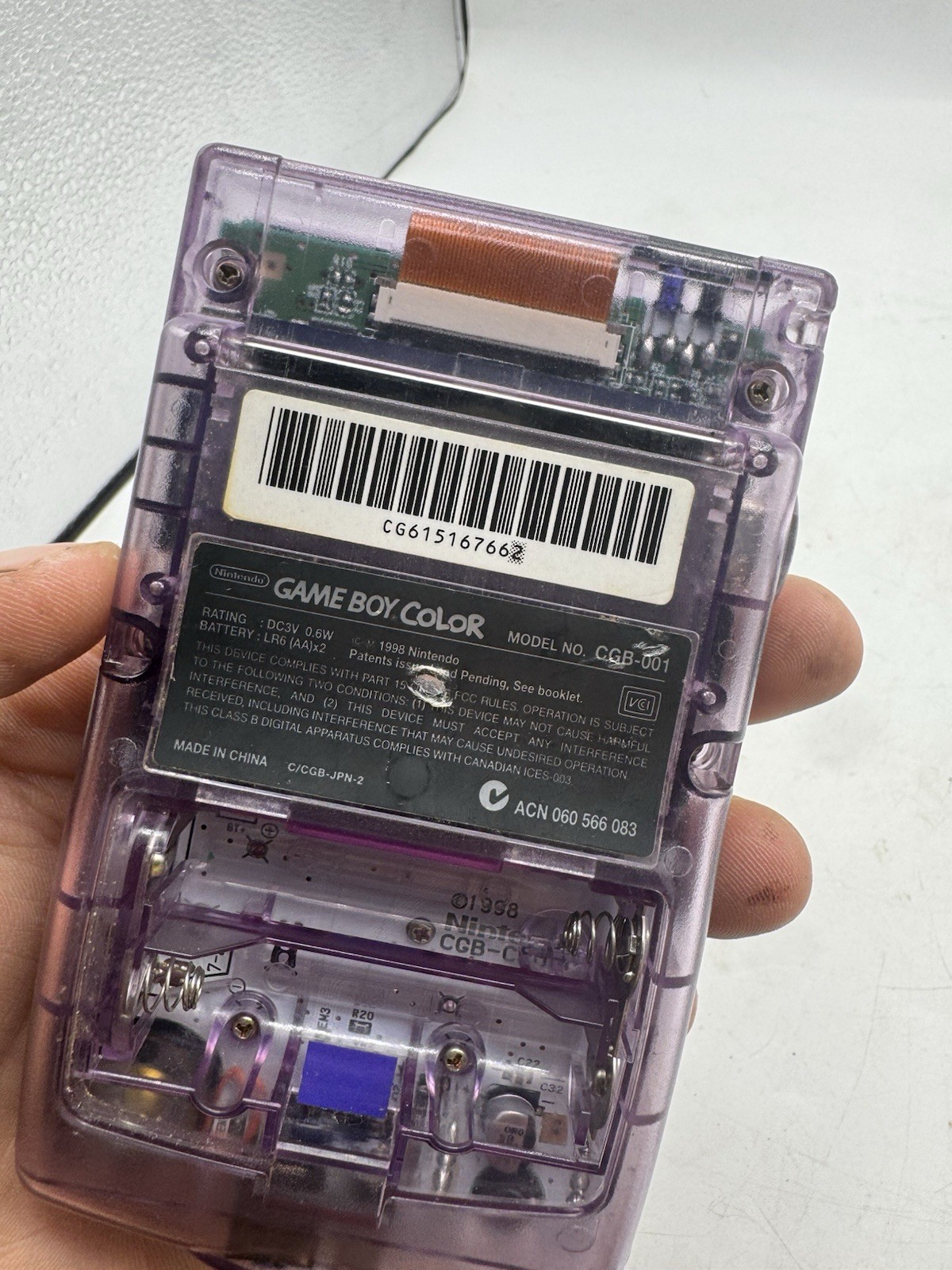 Nintendo Game Boy Color CGB-001 Purple Clear Handheld Console Tested Working