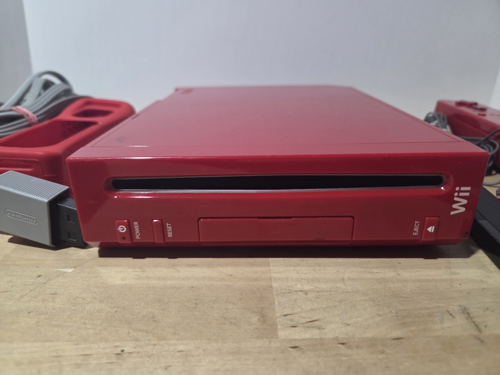 Nintendo Wii Red Console Super Mario With All Cables Tested Motion Controller