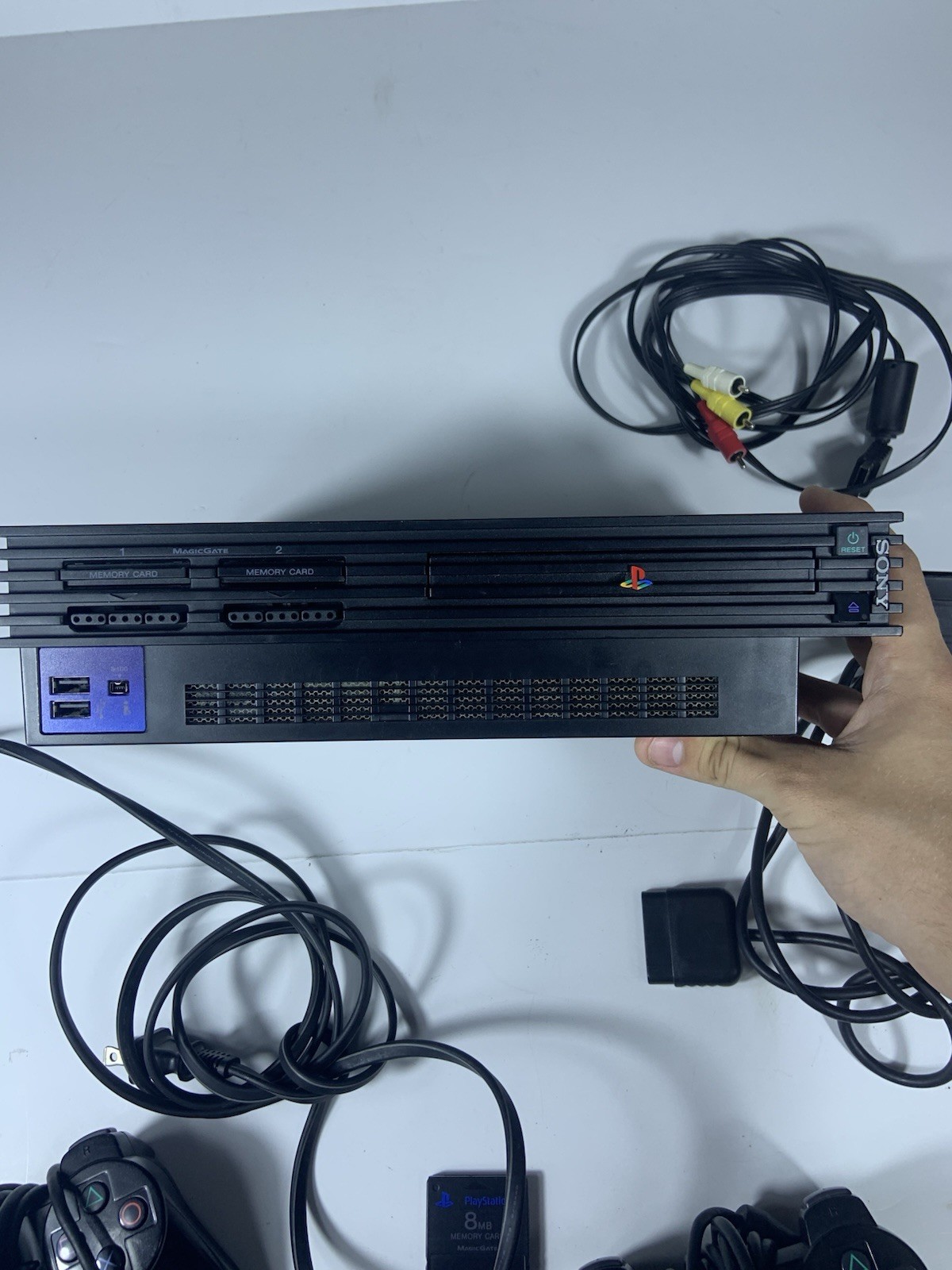 Sony PlayStation 2 Black NTSC Console with 2 Controllers 8MB Memory Card Working