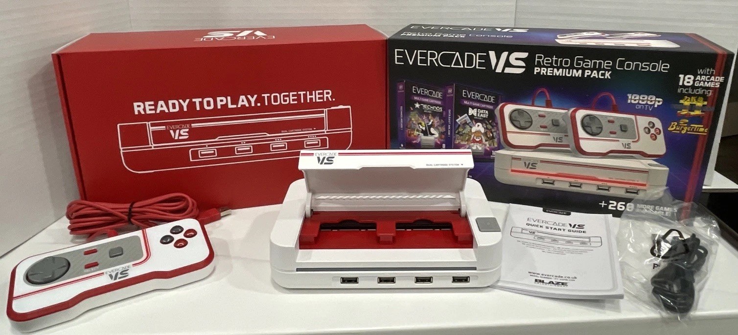Blaze Evercade VS Premium Pack Retro Game Console VGC Controller Manual READ