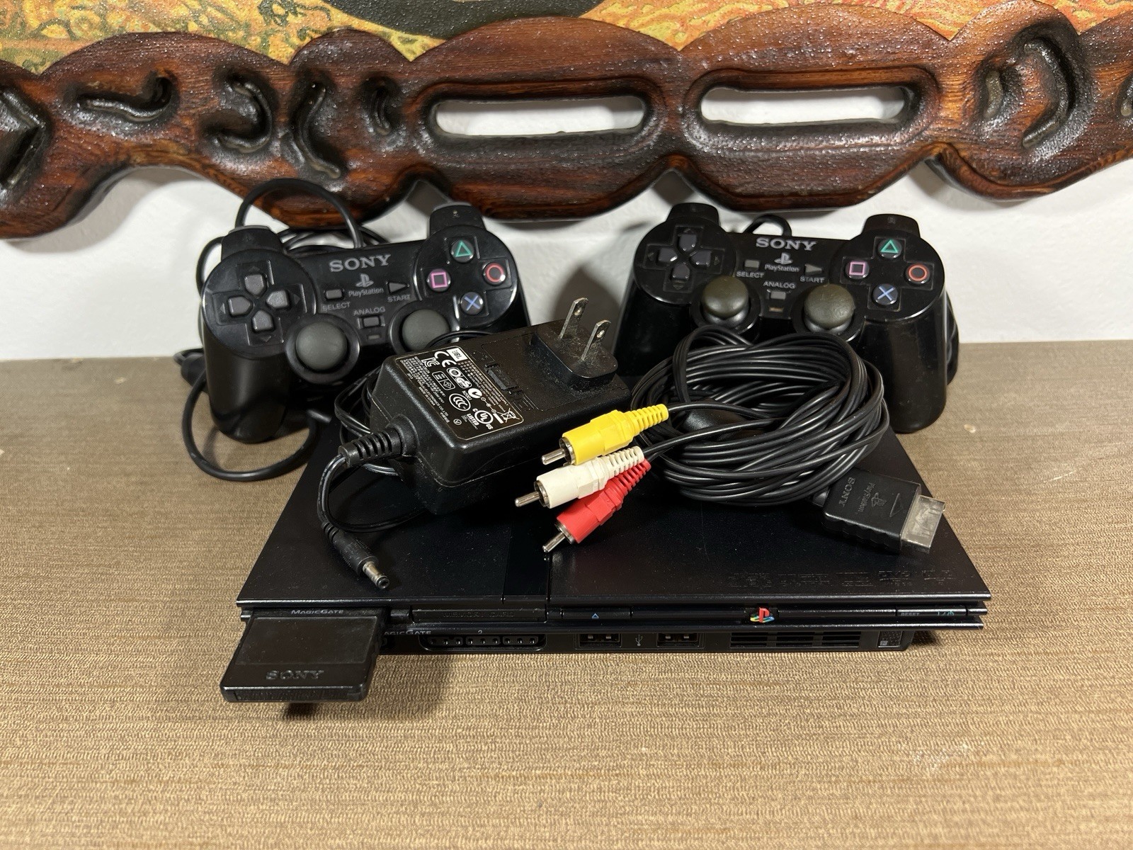 Sony PlayStation 2 Slim SCPH-75001 Console PS2 w/ Two Controllers – TESTED WORKS