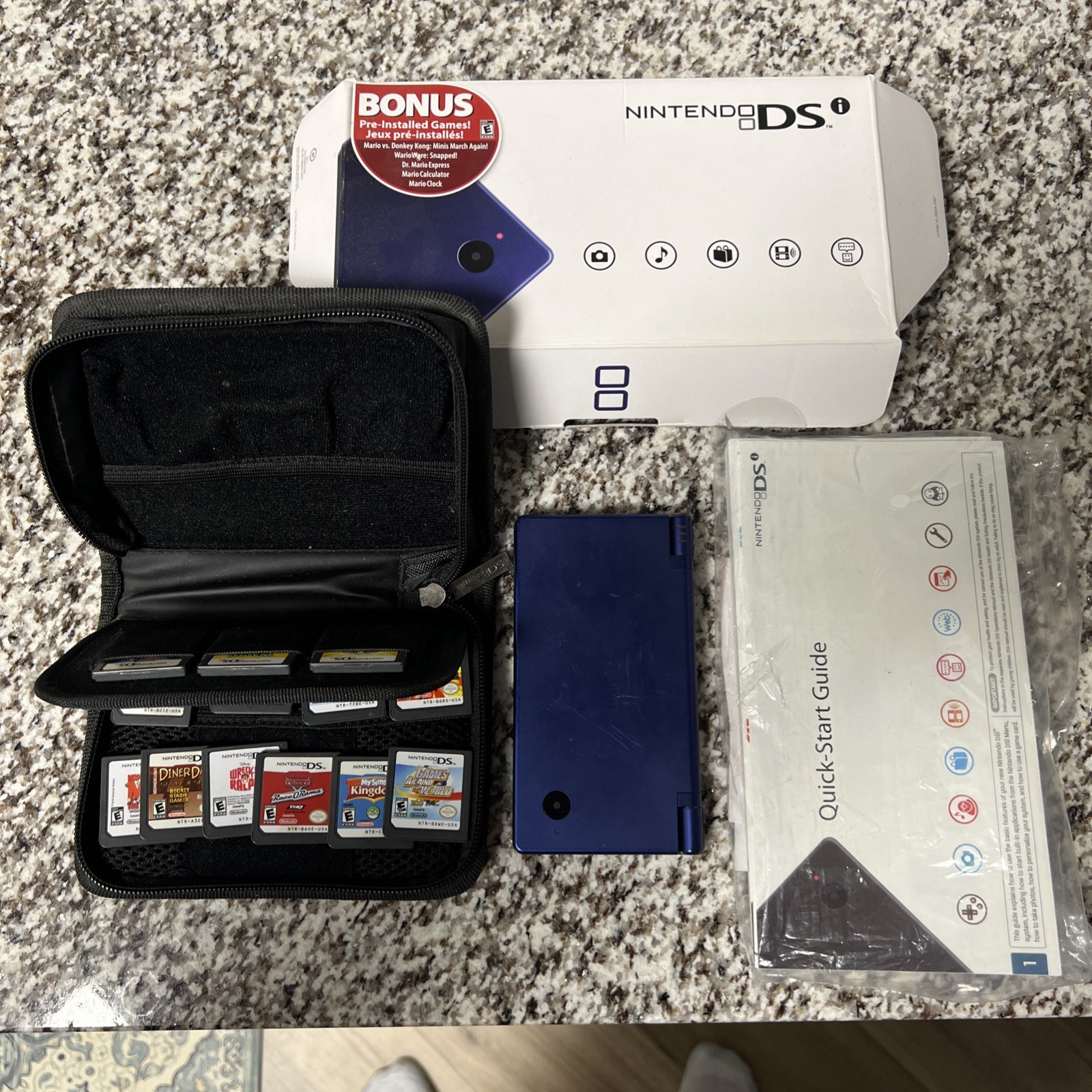 Nintendo DSi Handheld Console Blue With Original Box And 15 Games!!!