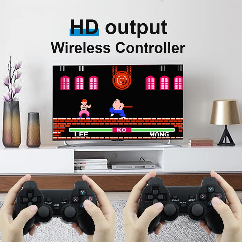 M8 4K Mini Game Stick,40000 Built-in Games with Twin 2.4G Wireless Controllers