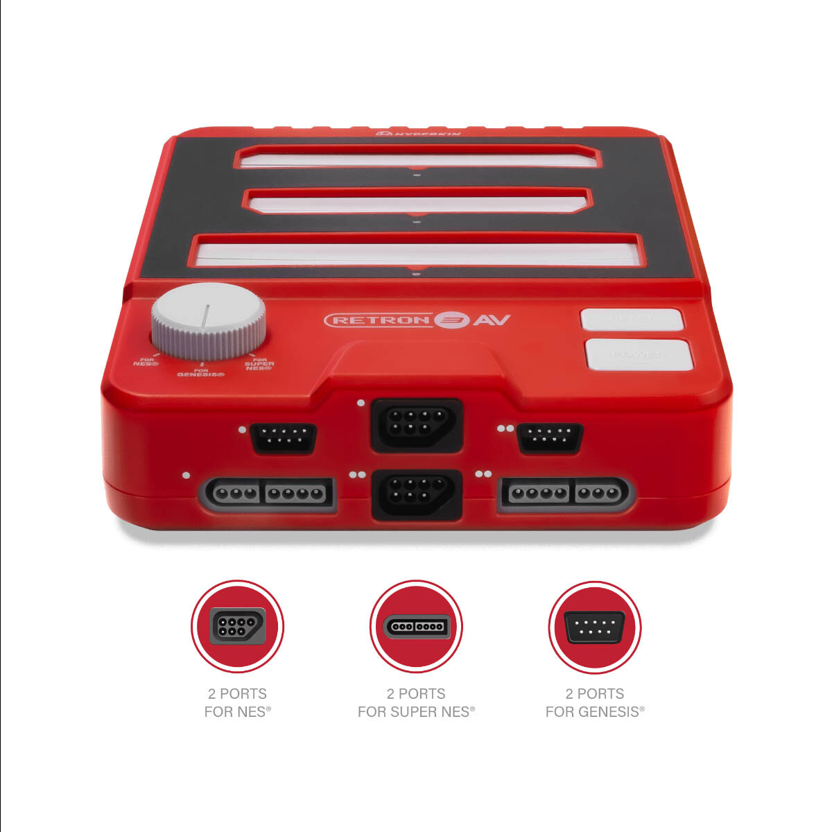 Hyperkin RetroN 3 AV Console for NES, SNES,Super Famicom, Genesis/Mega Drive Red