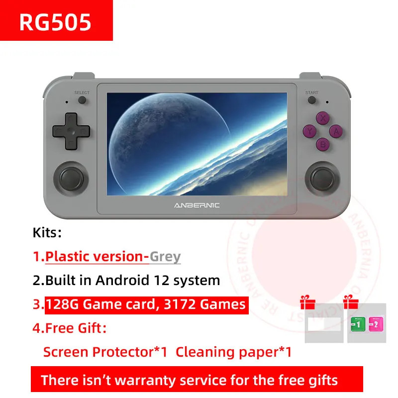 RG505 Handheld Game Console Android 12 Unisoc Tiger T618 Built-In 128G Pre-Loade