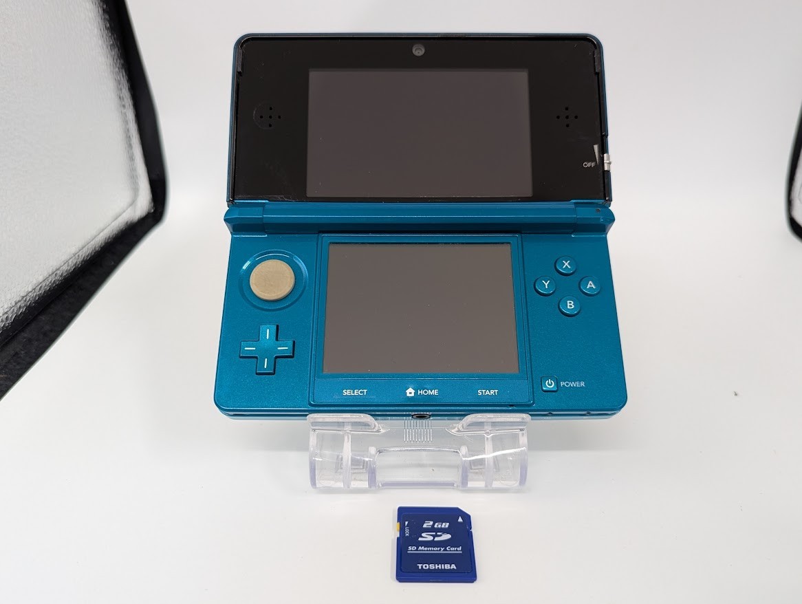 B7110 Nintendo 3DS console Aqua Blue Japan w/box memory 2GB manual AR card fx