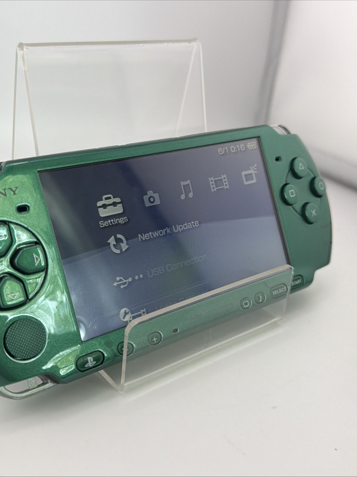 Spirited Green Sony PSP 2000 Console Tested Working 64GB Card, Case, OEM Battery
