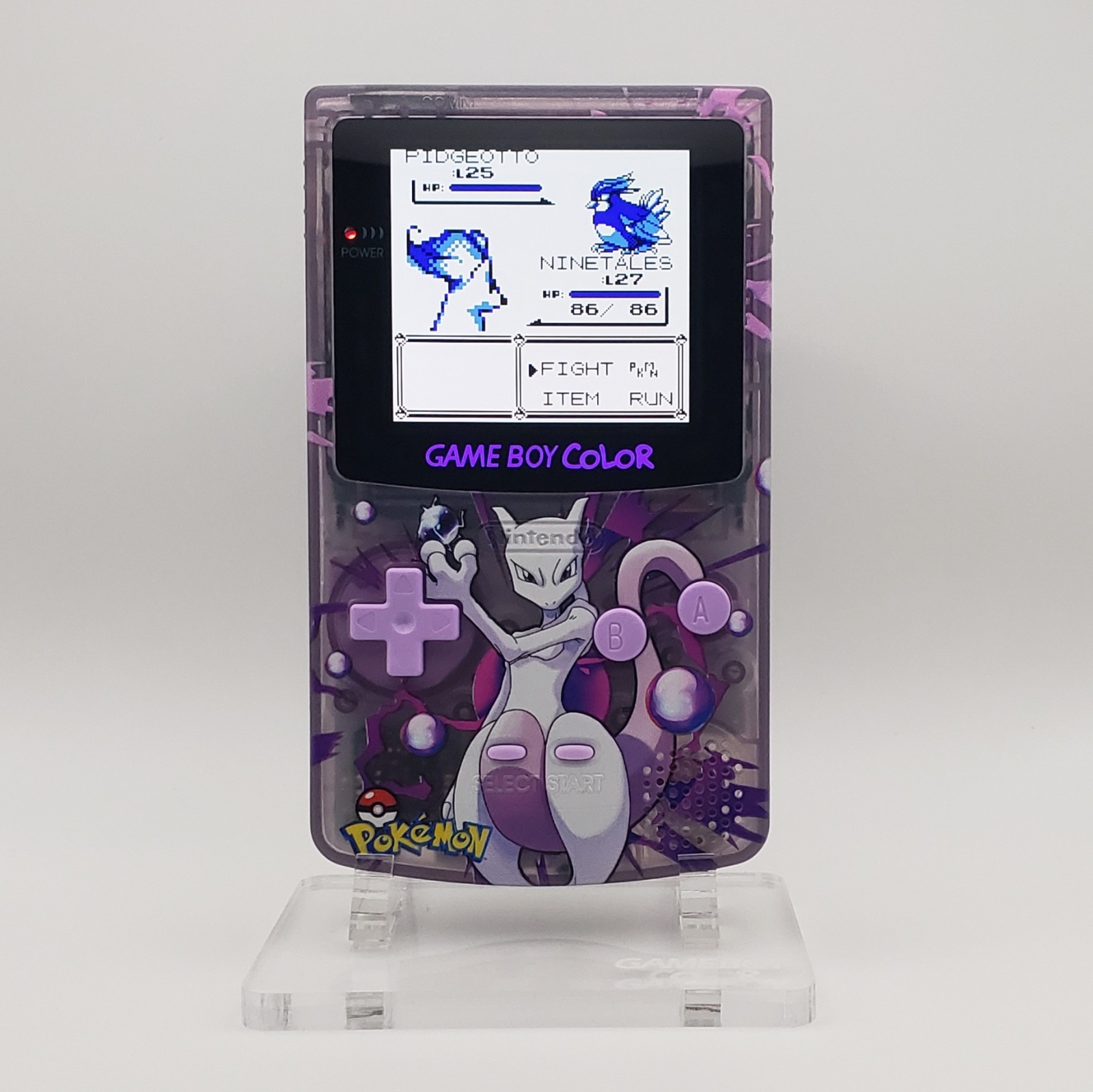 Laminated OLED Screen – Mewtwo Game Boy Color – New Speaker, Recapped