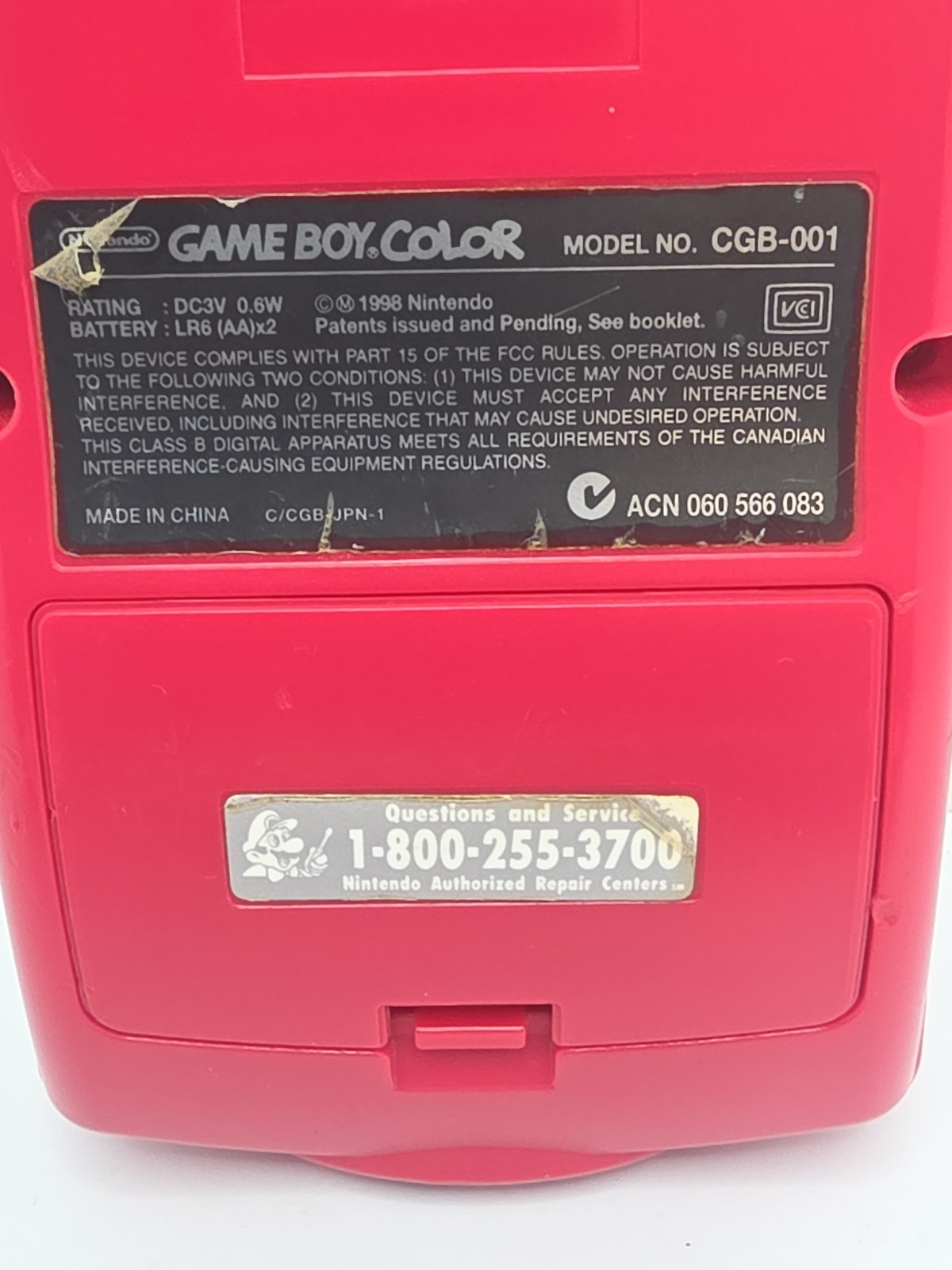 Nintendo Gameboy Color GBC Berry Red Console CGB-001 Tested Working