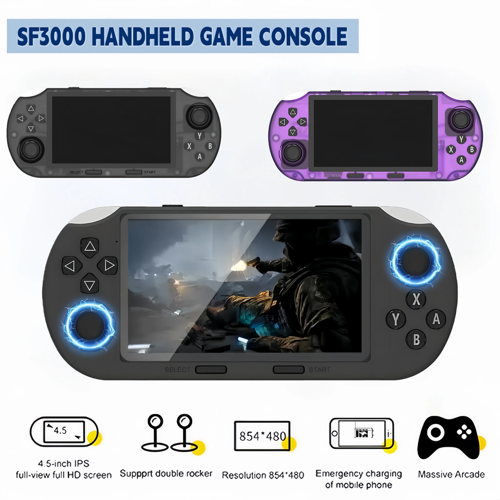SF3000 Retro Handheld Game Console with 4.5″ IPS Screen and 3000mAh Battery