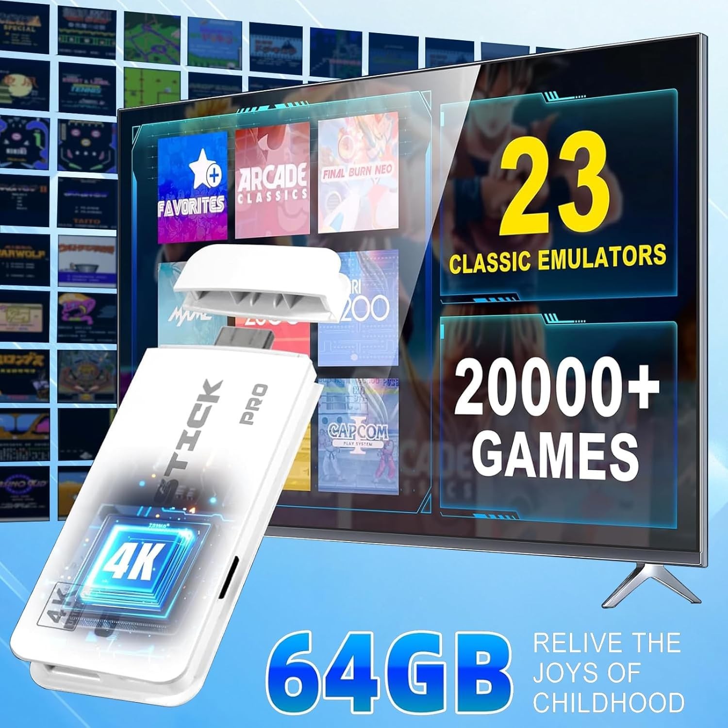 M15 Pro Console 2.4G Dual Wireless Controller Game Stick 4K Game 64gb 23 Emulato